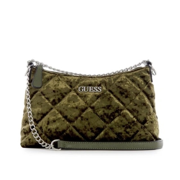 New GUESS Hoboken Velvet Zip-Top Crossbody - Picture 2 of 9